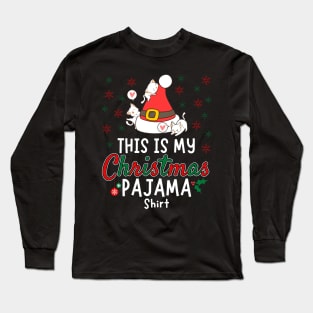 This Is My Christmas Pajama Cat Shirt Long Sleeve T-Shirt